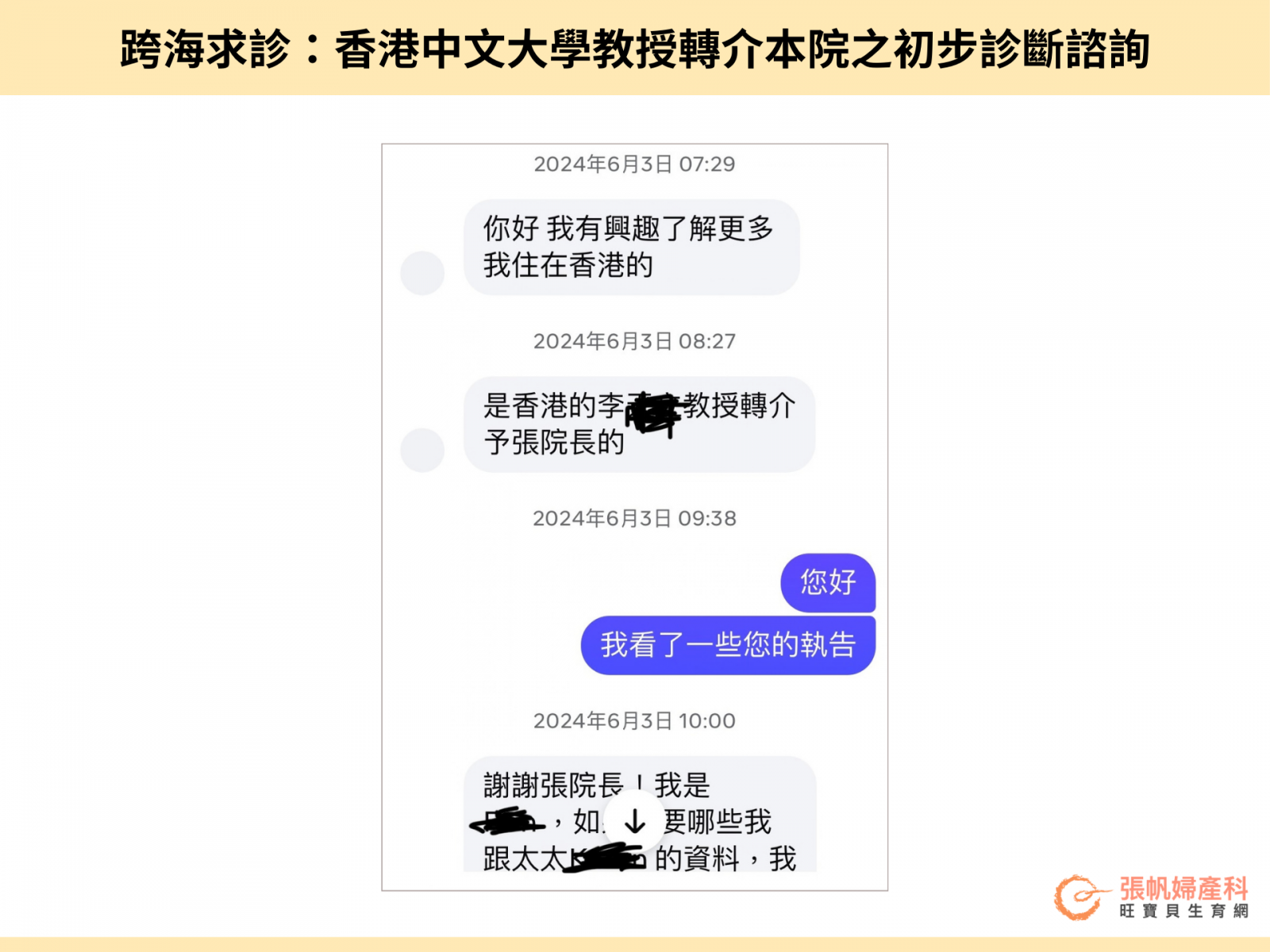 張帆婦產科|跨海求診:香港中文大學教授轉介本院之初步診斷諮詢